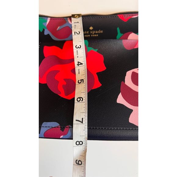 Kate Spade Patrice Bold Roses Black Red Floral Print Satchel Crossbody Handbag - Picture 11 of 13